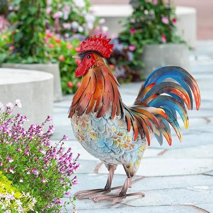 Metal Rooster Decor Garden Statue,Yard Chicken Decorations Outdoor Sculpture for Backyard Patio Kitchen Lawn Ornaments,Birthday Housewarming Gifts for Women Mom by GreenHaven Gardens