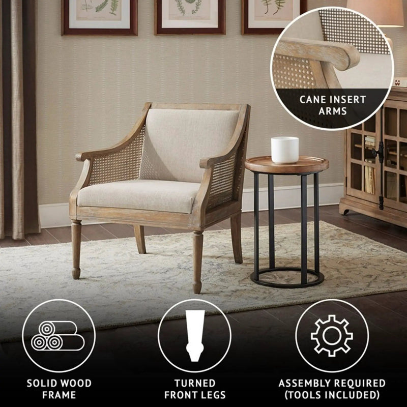 Transitional Cane Accent Armchair And Back Cushion - Natural by HouseOfZazla