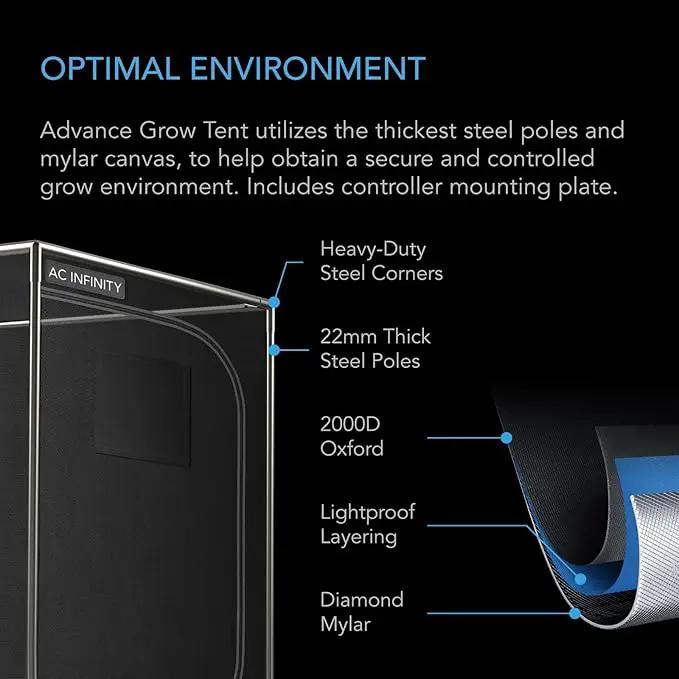 AC Infinity Advance Grow System 3x3, 3-Plant Kit, WiFi-Integrated Grow Tent Kit, Automate Ventilation, Circulation, Schedule Full Spectrum Samsung LM301H LED Grow Light, 2000D Mylar Tent by GreenHaven Gardens