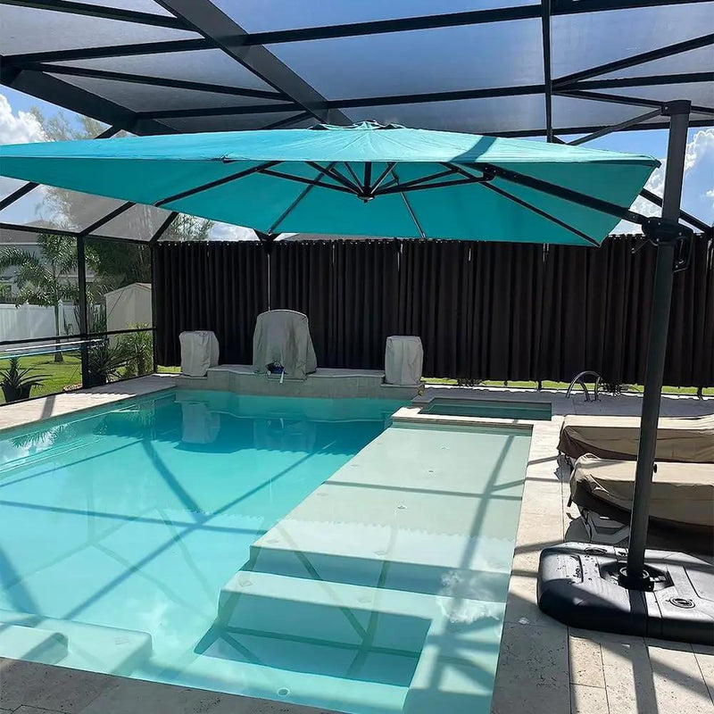 PURPLE LEAF 9 Feet Patio Umbrella Outdoor Cantilever Square Umbrella Aluminum Offset Umbrella with 360-degree Rotation for Garden Deck Pool Patio, Turquoise Blue by GreenHaven Gardens