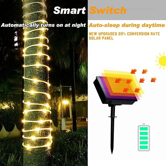 Solar Rope Light 2 Pack Waterproof IP65 39FT 100LEDs Outdoor LED ‎Solar Outdoor Lights for Party Garden Yard Home Wedding Christmas Halloween Holiday Tree Decoration Lighting by GreenHaven Gardens