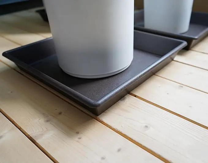Square Plant Saucer 14 Inch 2 Pack，Plant Stand Plant Trays for Pots Heavy Duty Plastic Plant Saucers for Indoors Outdoors, Flower Pot No Holes Plant Lover Gardening Gifts by GreenHaven Gardens