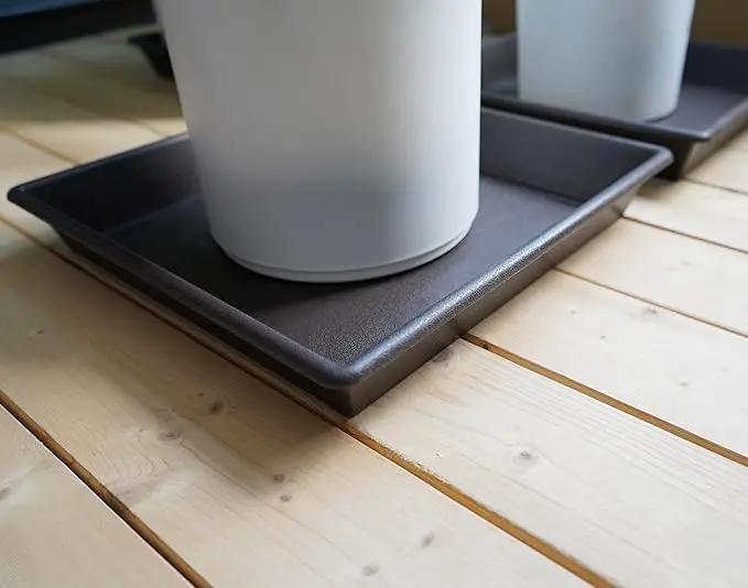 Square Plant Saucer 14 Inch 2 Pack，Plant Stand Plant Trays for Pots Heavy Duty Plastic Plant Saucers for Indoors Outdoors, Flower Pot No Holes Plant Lover Gardening Gifts by GreenHaven Gardens