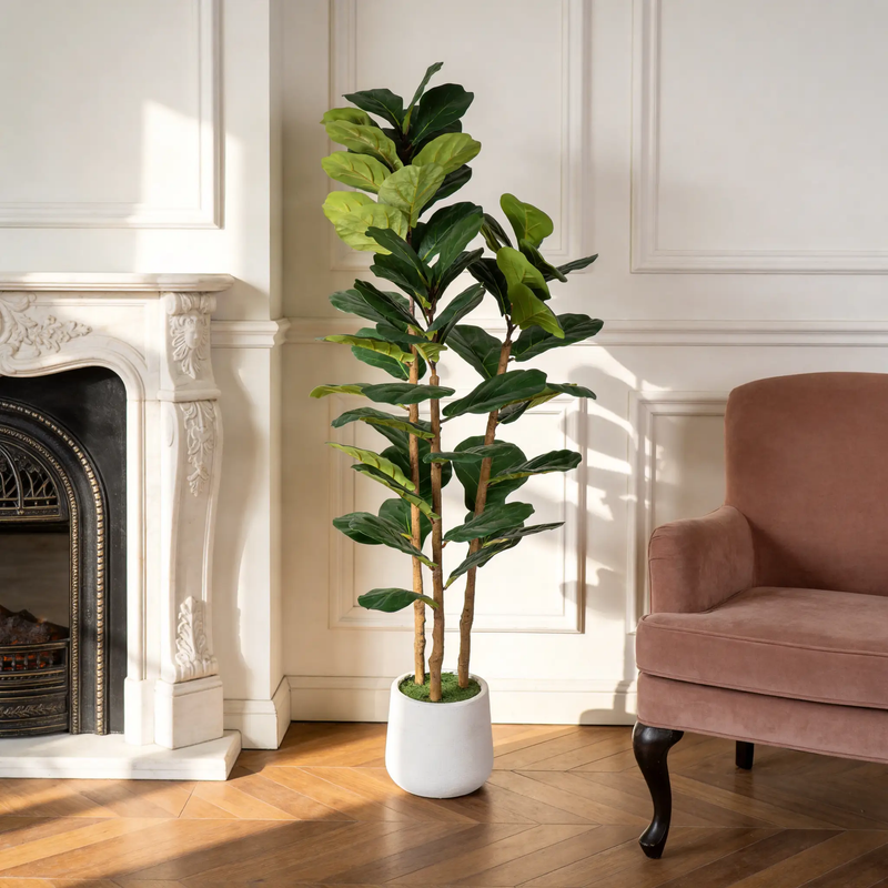 5.2FT Artificial Fiddle Leaf Fig Tree With Decorative Pot by HouseOfZazla