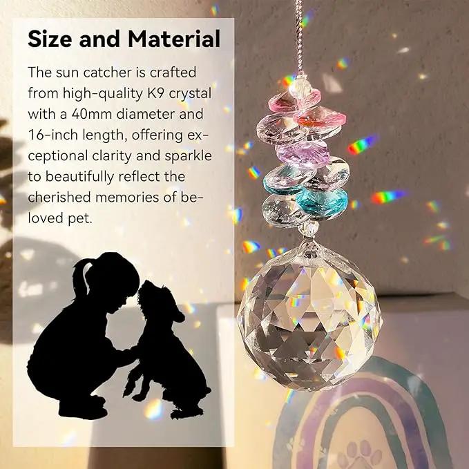 Pet Memorial Suncatcher - Dog Paw Memorial Gifts, Pet Loss Crystal Prisms Rainbow Maker, Lost of Dog Bereavement Gift Idea, Thoughtful Dogs and Cats Remembrance Sun Catcher, Pet Sympathy Gifts by GreenHaven Gardens