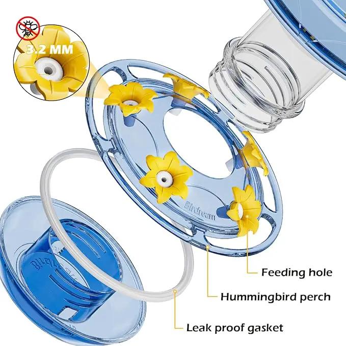 Birdream Hummingbird Feeder for Outdoors Hanging 40oz 10 Feeding Ports, 2 Pack Humming Bird Feeder with Ant Moat Brush Leak Proof - Blue by GreenHaven Gardens
