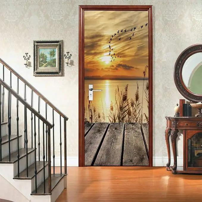3D Door Stickers Murals Peel and Stick - PIER - Door Wallpaper Self-Adhesive Door Decals Removable PVC Waterproof Door Poster for Bedroom Living Room Door 30.3" x 78.7" by GreenHaven Gardens