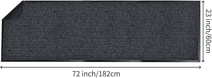 fani Heavy Duty Large Outdoor Indoor Entrance Black Doormat Waterproof Low Profile Entrance Rug Front Door Mat Patio Anti-Skid Rubber Back, 23x72 inch (Gray) by GreenHaven Gardens