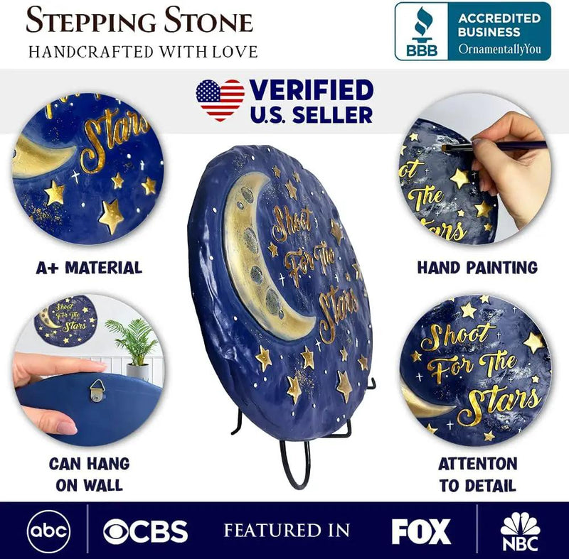 Elegant Resin Stepping Stone, Outdoor Garden Pathway Decoration (Shoot for The Stars Stepping Stone, 9.5" Galactic Moon and Stars Space Themed Gift) by GreenHaven Gardens