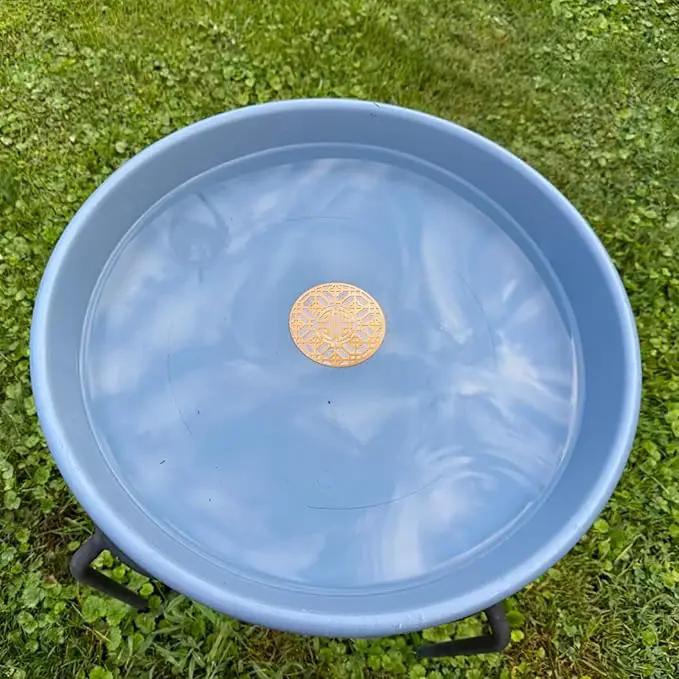 Copper Bird Bath Purification Disk, Water Wiggler for Bird Bath, Bird Bath Copper Disk, 1mm Reinforced 99% Pure Copper Cleaning Disk, Universal Fit for Outdoor Birdbaths, 4 Inch in Diameter (B) by GreenHaven Gardens