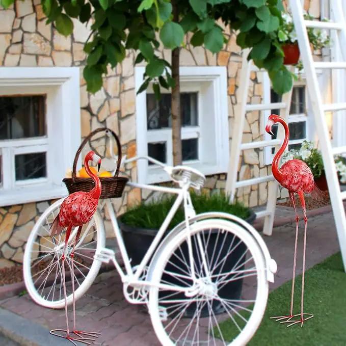 XONOR Metal Flamingo Garden Statues Large Red Flamingo Yard Art Outdoor Sculptures for Home Patio Lawn Backyard Décor, Set of 3 by GreenHaven Gardens