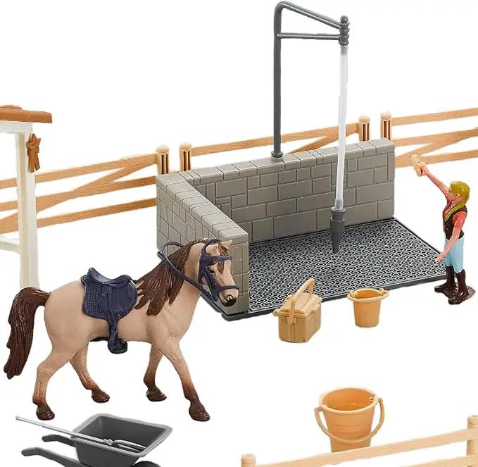 Peagrav Horse Stable Playset with Rider & Horses - Toy Figures for Boys & Girls, Ages 3-8 by GreenHaven Gardens
