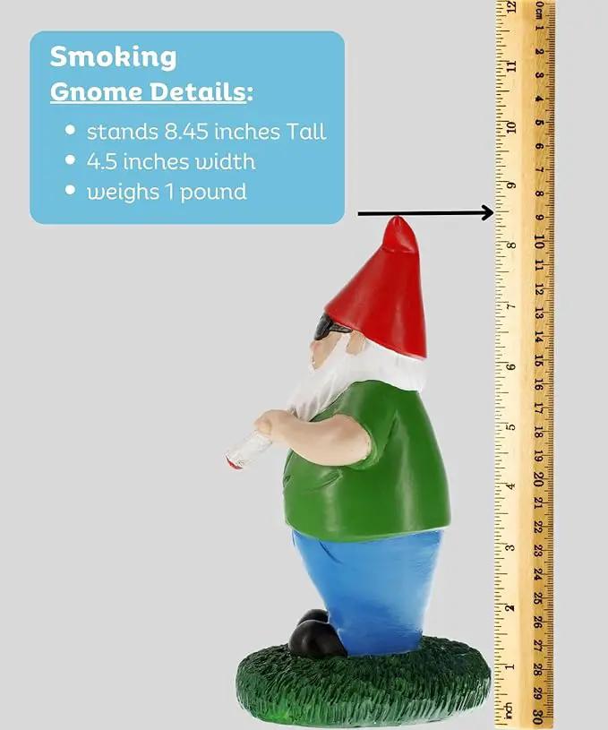 Gnometastic Gnomes Smoking Gnome, 8.5in, Hippie Gnome, Indoor Outdoor Funny Garden Gnomes Decoration for Yard, Planter, Lawn Ornament, Patio and Home Decor by GreenHaven Gardens