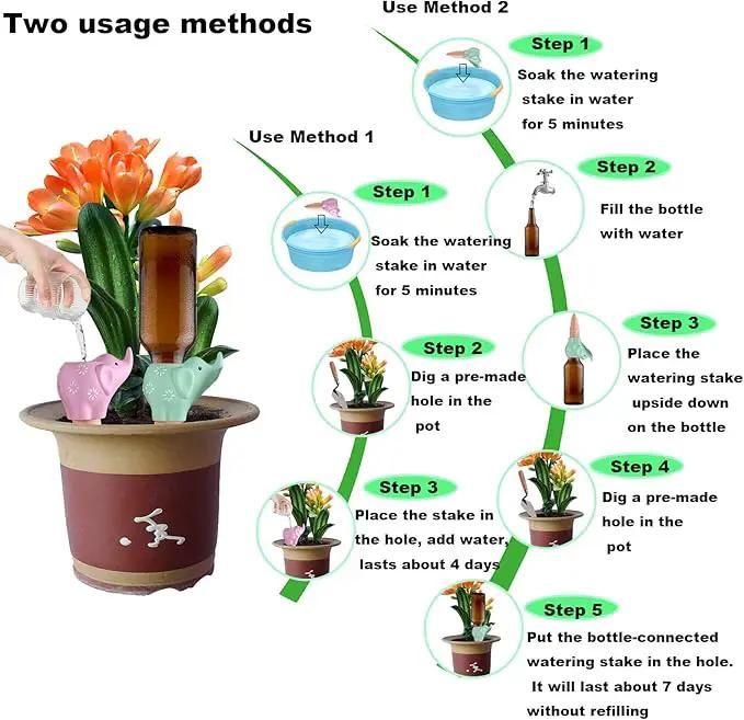 4-Pack Self-Watering Terracotta Spikes for Plants, Automatic Plant Watering Stakes, Keeps Plants Hydrated While You're Away, Ideal for Indoor & Outdoor Use (Elephant Design) by GreenHaven Gardens
