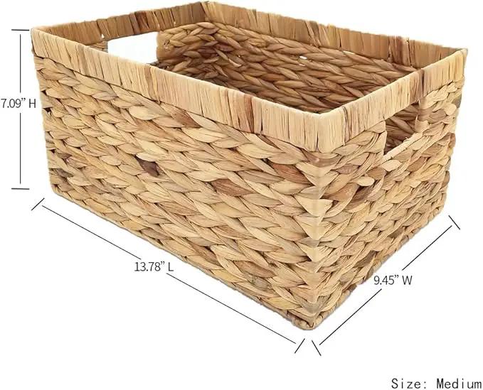 Storage Container, Natural Water Hyacinth Storage Bins Rectangular Basket,Arts and Crafts. by GreenHaven Gardens