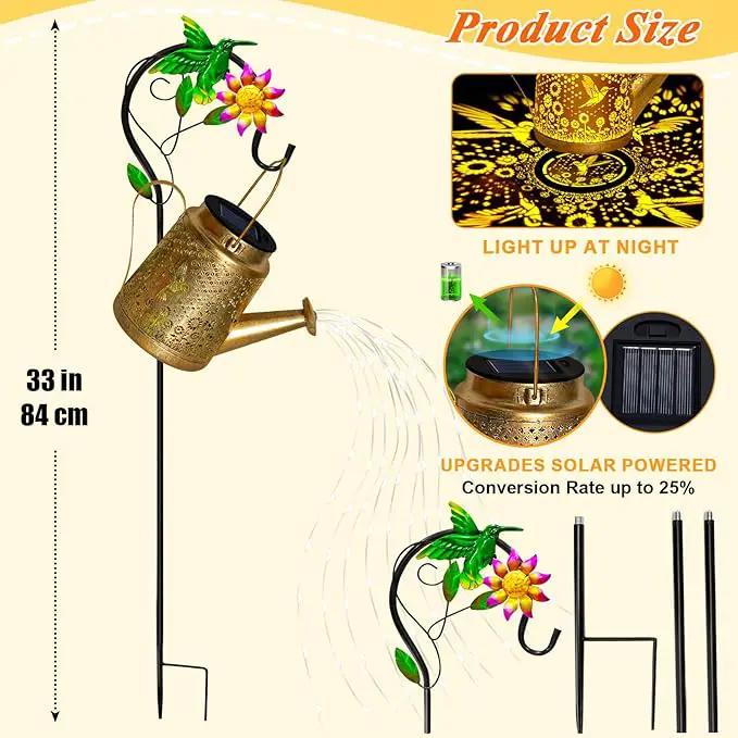 Hummingbird Solar Watering Can Lights, Outdoor Waterproof Garden Lanterns with Shepherd Hook, Solar Garden Decor for Yard Outdoor Landscape Pathway Porch Patio, Gift for Women Mom Grandma by GreenHaven Gardens