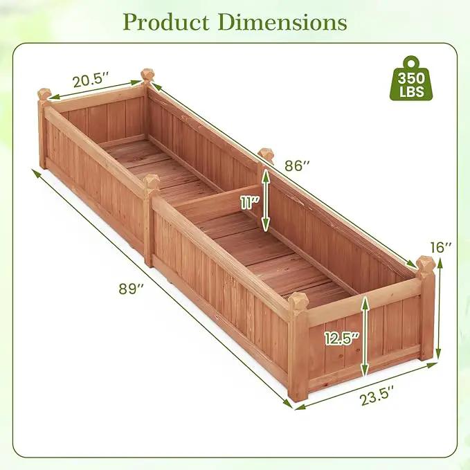 HAPPYGRILL Raised Garden Bed, Wood Elevated Flower Box with 8 Drain Holes, Liner, for Flowers, Vegetables, Herbs, Fruits, Outdoor Planter Box for Backyard, Garden, Lawn, 89" x 23.5" x 16" by GreenHaven Gardens