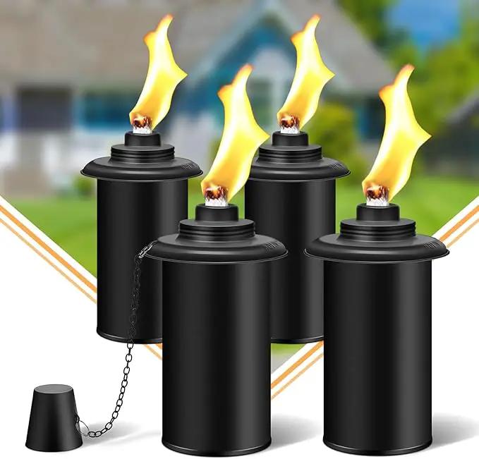 4 Pack Torch Canisters,16oz Replacement Torch Refillable Canisters with Wicks,Caps, Outdoor Citronella Fuel Torch Canister for Luau Party, DIY Garden Decor. by GreenHaven Gardens