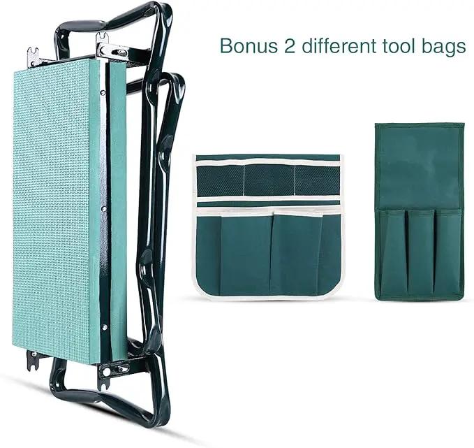 Ohuhu Garden Kneeler and Seat, Heavy Duty Garden Stool with EVA Foam Kneeling Pad, Foldable Gardening Bench with 2 Tool Pouches, 2-in-1 Portable Gardening Supplies, Idea Gifts for Women Men Seniors by GreenHaven Gardens