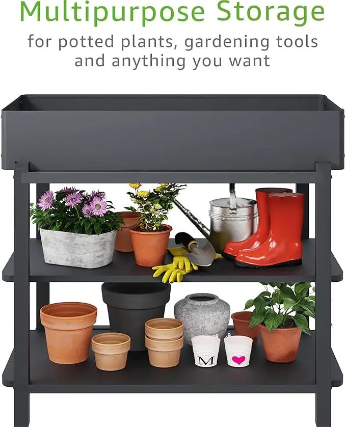 Metal Raised Garden Bed with Trellis, Elevated Planter Box with Legs for Outdoor Patio, Iron Standing Garden Box for Vegetables, Herbs, Flowers, Climbing Plants by GreenHaven Gardens