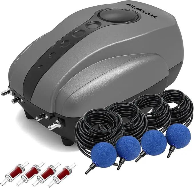 Pond Air Pump Pond Aerators for Outdoor Ponds up to 2000 Gallons, Flow Adjustable Pond Aerator Pump All-in-One Pond Aeration Kit with Airline Tubing Air Stones Check Valves by GreenHaven Gardens