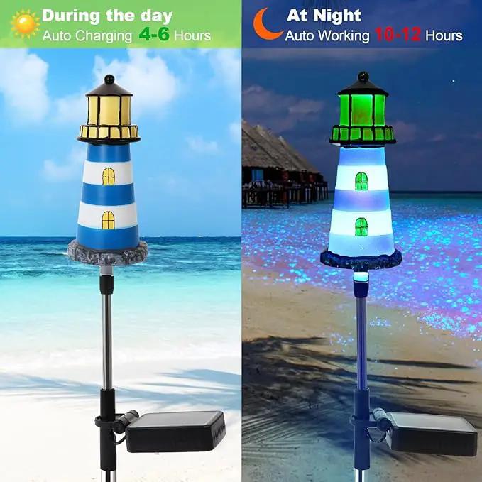 Lighthouse Outdoor Solar Lights,2 Packs Outdoor Waterproof, Solar Trail Lights Decor Your Garden, Flower beds, Patio Lights walkways Garden Decor for Outside by GreenHaven Gardens