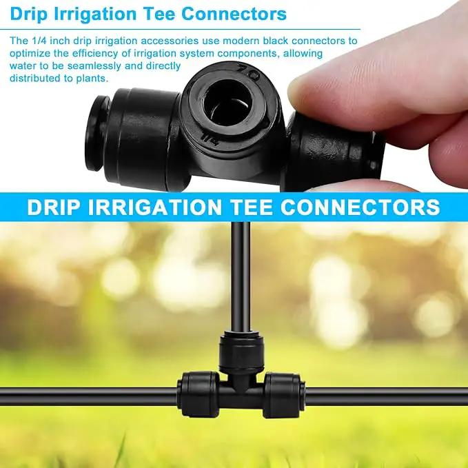 100FT PE Drip Irrigation Tubing, 1/4 inch Blank Distribution Tubing with 10PCS 1/4" Drip Irrigation Tee Connectors for Quick Connector Irrigation System by GreenHaven Gardens
