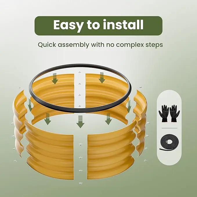 ZXZYHFTY Round Galvanized Raised Garden Bed kit,Yellow Outdoor Garden Raised Planter Box, Round Large Metal Raised Garden Beds for Vegetable 2 * 2 * 1ft 1 Pack by GreenHaven Gardens