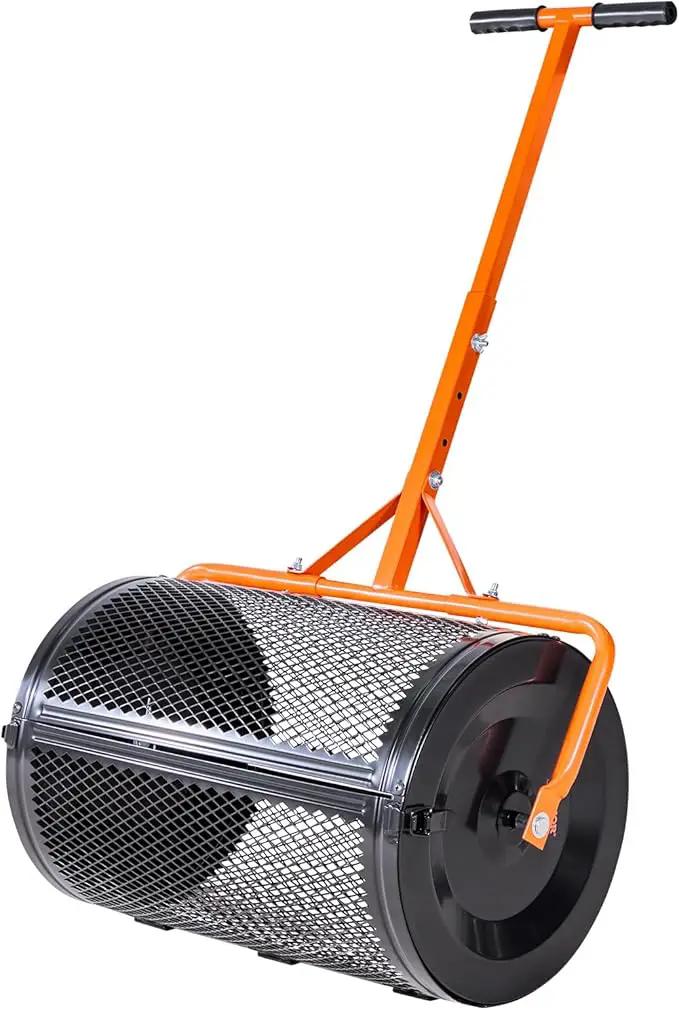 VEVOR Compost Spreader, 24 in Wide Peat Moss Spreader with T Shaped Handle, 3 Heights Adjustable, Powder-Coated Steel Garden Peat Moss Roller, Heavy Duty Grass Seed Spreaders for Planting Seeding by GreenHaven Gardens