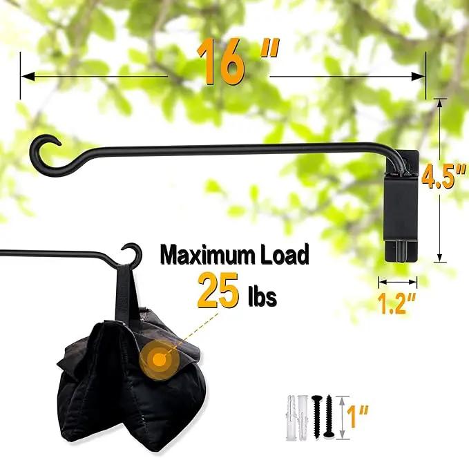 AJART Swivel Hanging Plant Bracket: Outdoor Bird Feeder Hangers for Indoor Wall Mount 16 Inch - 2 Pieces Hummingbird Feeder Hook for Flower Basket by GreenHaven Gardens