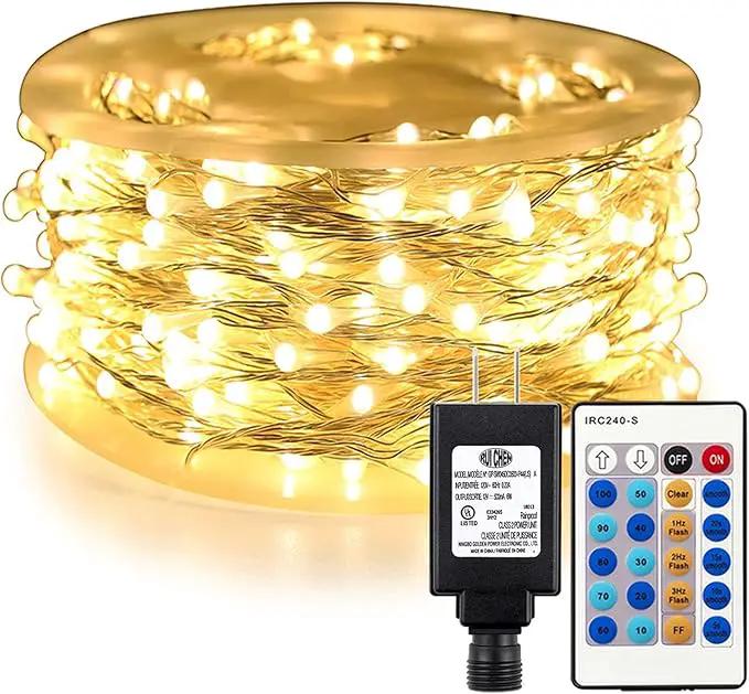 RUICHEN Warm White Dimmable Fairy Lights Plug in, Super Long 165 Ft 500 LED Twinkle String Lights with Remote, Waterproof Silver Wire Firefly Lights for Christmas Wedding Party Bedroom Patio Garden by GreenHaven Gardens