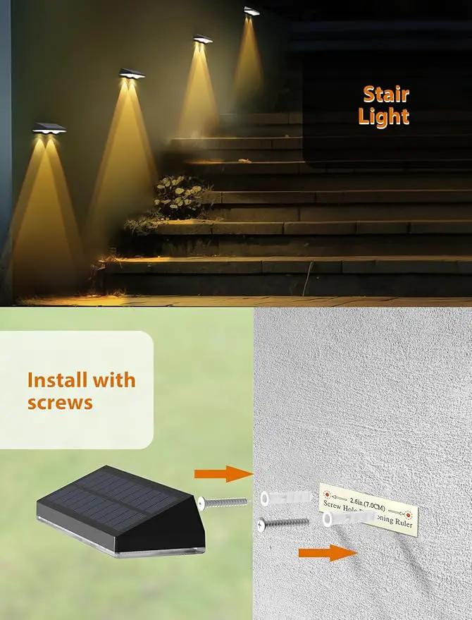 Solar Fence Lights ,Warm White & Cold White & Mixed Color 3 Modes Lens LED Dusk to Dawn Deck Light, Fence Solar Lights Outdoor Waterproof,Solar Outdoor Lights for Backyard/Railing/Wall set of 20 by GreenHaven Gardens