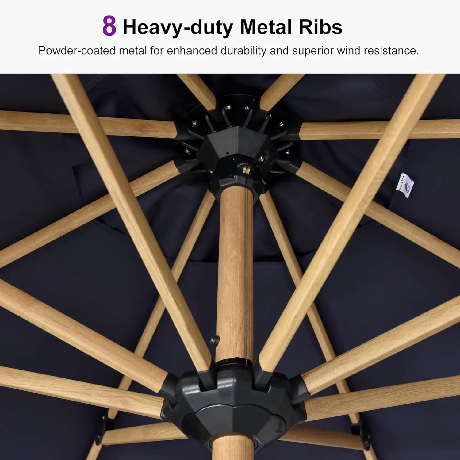 PURPLE LEAF 10' x 10' Square Patio Umbrella Outdoor Table Umbrella Aluminum Market Umbrella with 8 Sturdy Ribs & Crank Outdoor Umbrellas for Garden Deck Patio, Navy Blue by GreenHaven Gardens