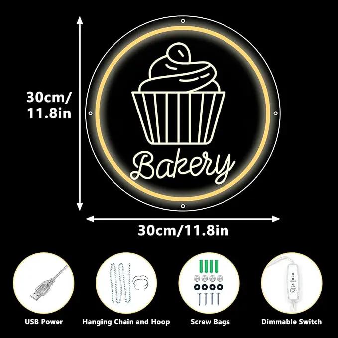 Bakery Neon Sign for Wall Decor Dimmable LED Neon Light Cake Bread Light Up Signs for Business Dessert Food Shop Restaurant Coffee Bar Birthday Party Decoration by GreenHaven Gardens