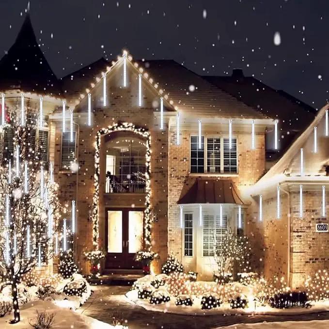 2-Pack Meteor Shower Christmas Lights Outdoor Decorations, Extendable Tree Lights Waterproof 16 Tubes 384 LEDs Falling Rain for Holiday Outside Decor Yard House Xmas Tree (Cool White) by GreenHaven Gardens