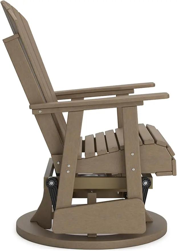Signature Design by Ashley Hyland Wave Casual Weather Resistant HDPE Outdoor Swivel Glider Chair, Light Brown by GreenHaven Gardens