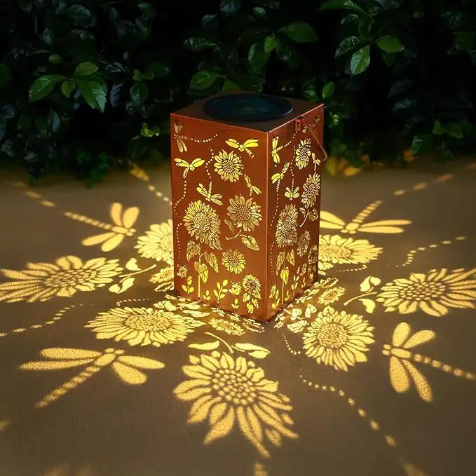Solar Lanterns Outdoor Hanging Dragonfly Lantern Waterproof Decor Garden Metal LED Sunflower Christmas Lights Gifts for Mom Grandma Women Decorative Patio,Yard,Lawn,Balcony,House by GreenHaven Gardens