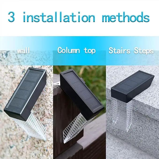 [4-pack] Outdoor solar lights, waterproof induction stair step lights, IP65 waterproof, automatically light up at dark, suitable for stairs, garden fences, flower bed decorations and terraces by GreenHaven Gardens