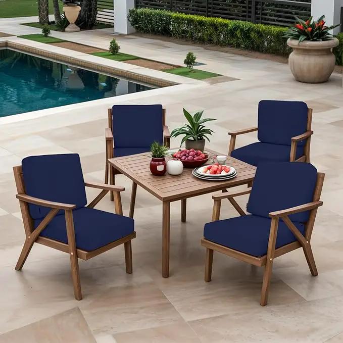 Favoyard Outdoor Deep Seat Cushion Set, 22 x 22 Inch Rainproof & 3-Year Fade Resistant Patio Furniture Cushions, Removable Seat Bottom & Back Cushion Covers with Ties for Chair, Sofa, Couch, Blue by GreenHaven Gardens