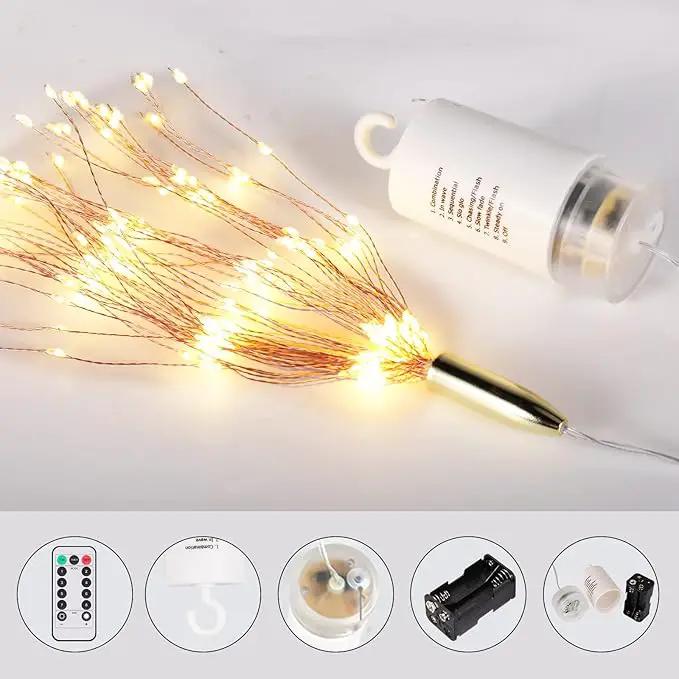 FOOING 8 Pack Firework Lights Led Copper Wire Star String Lights 8 Modes Battery Operated Fairy Lights with Remote,Wedding Decorative Hanging Light for Party Patio Garden Decoration by GreenHaven Gardens