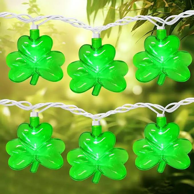 8.5FT Clear Green Shamrock Lights, St Patricks String Lights Outdoor Waterproof with 10 LED Light for rish Shamrock St Patrick's Day Party Indoor Home Garden Decorations by GreenHaven Gardens