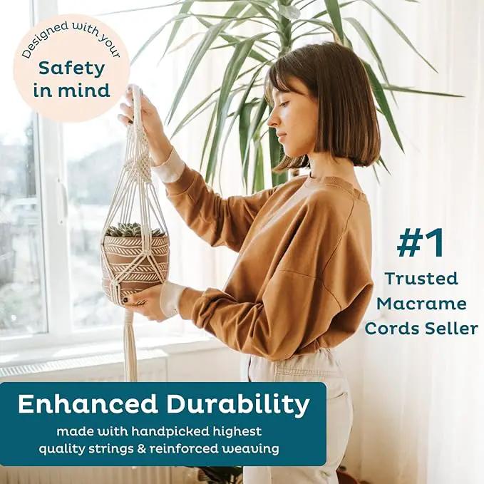 Nook Theory 6-Pack Macrame Plant Hanger - 12 Ceiling Hooks - Plant Hanger Indoor - Hanging Plant Holder - Hanging Planters for Indoor Plants - Boho Plant Hanger - Plant Hangers Indoor (Cream) by GreenHaven Gardens