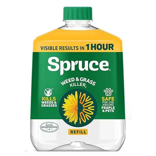 Spruce Weed Killer Refill - Versatile Weed & Grass Killer₂ for Flower Beds, Driveways & Mulch Beds - No Pour, No Mix, No Mess Refill - Kills Dandelions, Crabgrass & More (64 Oz) by GreenHaven Gardens