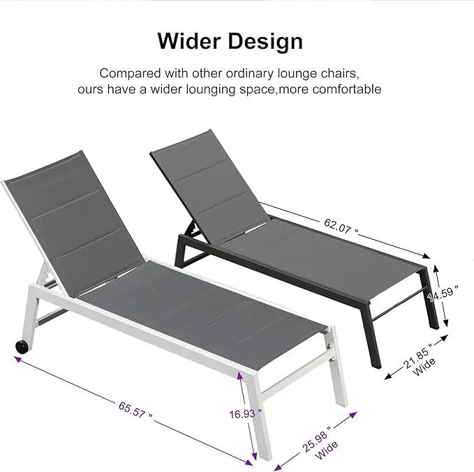 PURPLE LEAF Outdoor Chaise Lounge Set Adjustable Sunbathing Recliner with Side Table for Poolside Beach Outside Patio Aluminum Chaise Lounger Grey by GreenHaven Gardens