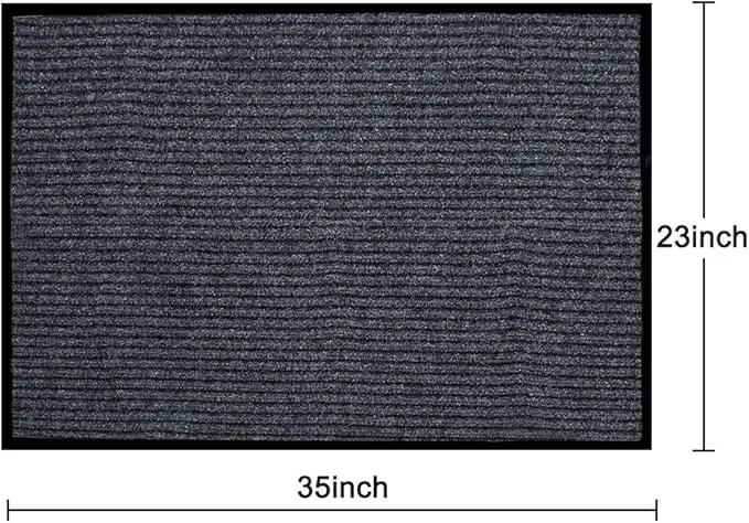 Fani Heavy Duty Large Grey Striped Floor Door Mat - Waterproof Low Profile Home Rug with Anti-Skid Rubber Back (Gray, 23" x 35") by GreenHaven Gardens