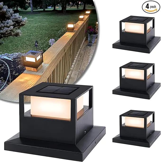 Viewsun 4 Pack Solar Post Lights, Outdoor Garden Solar Powered Fence Post Cap Lights with SMD LEDs Waterproof Light Decorative for Fence Deck or Patio Decor, Fits 4x4, 5x5 or 6x6 Wooden Posts by GreenHaven Gardens
