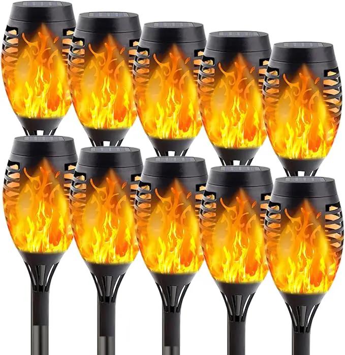 Albelt Solar Torch Lights Outdoor - 10 Pack With Flickering Flame for Garden Decor, Super Bright Waterproof for Outside Landscape Yard Party Decorations by GreenHaven Gardens