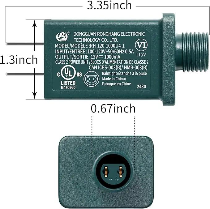 Replacement Yard Inflatable Adapter Power Supply Adaptor - 12V 1.0A 2Pcs - Inflatable Plug Replacement Class 2 Power Supply - Green - for Christmas Tree Light/Thanksgiving Yard Blow Up Decorations by GreenHaven Gardens