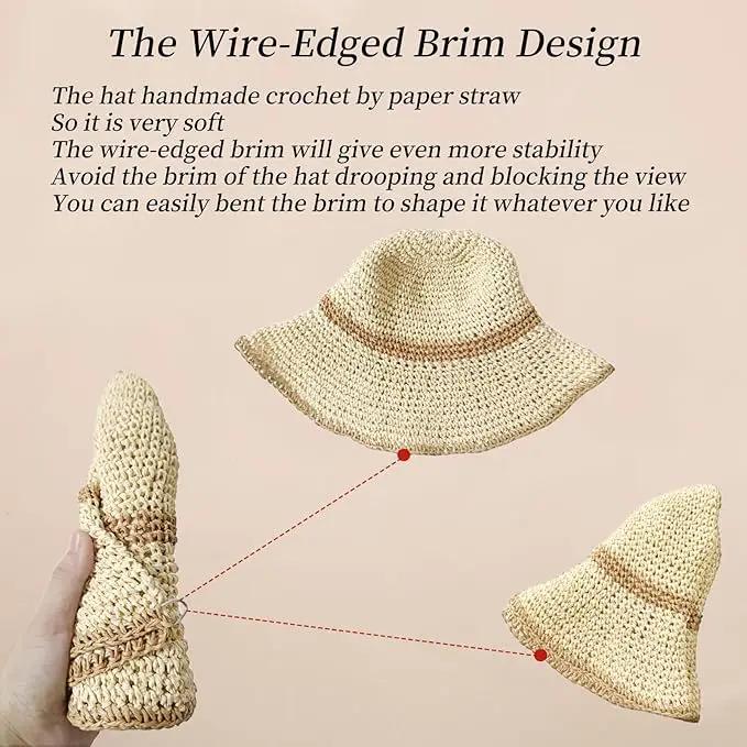 Floppy Big Beach Straw Hats for Women Foldable Summer Wide Brim Packable Sun Hat Womens Travel Straw Fedora Hat by GreenHaven Gardens