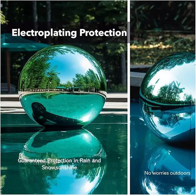12 Inch Stainless Steel Gazing Globe,v2croft Hollow Ball Mirrored Surface Polished Shiny Sphere,Garden Stainless Steel Gazing Ball for Outdoor Lawn Pond Yard Ornament (Light Blue) by GreenHaven Gardens